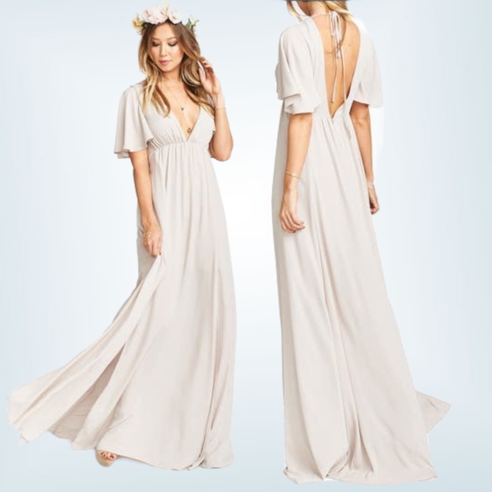 Show Me Your Mumu Faye Boho Chiffon Flutter Side Slit Maxi Dress